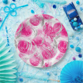 Pink Silver Glam Abstrakt Circles Birthday Pappteller (Party)