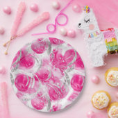 Pink Silver Glam Abstrakt Circles Birthday Pappteller (Party)