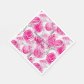 Pink Silver Glam Abstrakt Circles Birthday Serviette (Ecke)