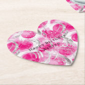 Pink Silver Glam Abstrakt Circles Birthday Untersetzer (angewinkelt)