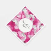Pink Silver Glam Abstrakt Geburtstag Serviette (Ecke)