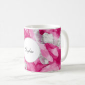 Pink Silver Glam Abstrakt Kaffeetasse (VorderseiteRechts)