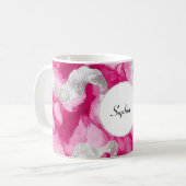 Pink Silver Glam Abstrakt Kaffeetasse (Vorderseite Links)
