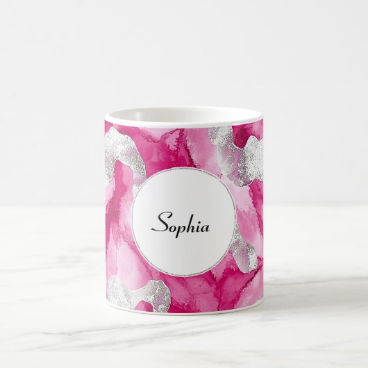 Pink Silver Glam Abstrakt Kaffeetasse (Mittel)