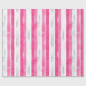 Pink Silver Glam Abstrakt Streifen Geburtstag Geschenkpapier (Flach)