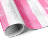Pink Silver Glam Abstrakt Streifen Geburtstag Geschenkpapier (Rolleneckpunkt)