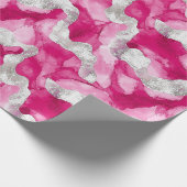Pink Silver Glam Birthday Geschenkpapier (Ecke)