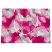 Pink Silver Glam Birthday Große Geschenktüte (Vorderseite)