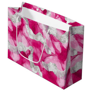 Pink Silver Glam Birthday Große Geschenktüte