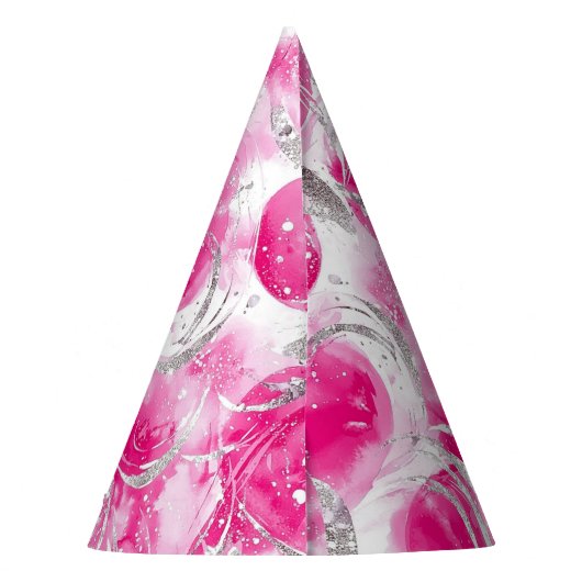 Pink Silver Glam Circles Geburtstag Partyhütchen (Rückseite)