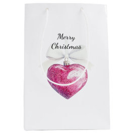 Pink Silver Glam Herzstück Weihnachten Mittlere Geschenktüte
