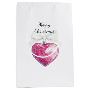 Pink Silver Glam Herzstück Weihnachten Mittlere Geschenktüte