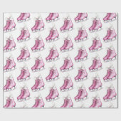 Pink Silver Glam Ice Skate Weihnachten Geschenkpapier (Flach)
