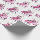 Pink Silver Glam Ice Skate Weihnachten Geschenkpapier (Ecke)