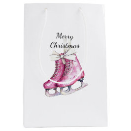 Pink Silver Glam Ice Skate Weihnachten Mittlere Geschenktüte