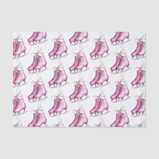 Pink Silver Glam Ice Skate Weihnachten Seidenpapier (Vorderseite)