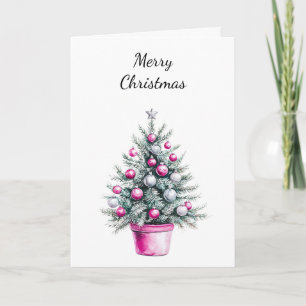 Pink Silver Glam Ornament Weihnachtsbaum Karte