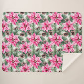 Pink Silver Glam Poinsettia Flowers  Sherpadecke (Vorderseite (Horizontal))