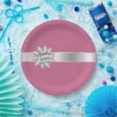 Pink Silver Glam Ribbon Bow Geburtstag Pappteller (Party)