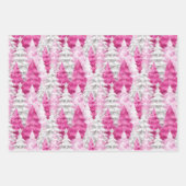 Pink Silver Glam Snowflakes Christmas Trees Geschenkpapier Set (Vorderseite 2)