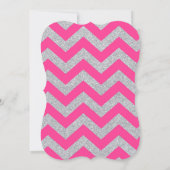 Pink Silver Glitter Sparkle First Birthday Invite Einladung (Rückseite)