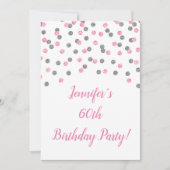 Pink Silver Glitzer Confetti 60 und fabelhaft Einladung (Vorderseite)