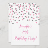 Pink Silver Glitzer Confetti 70 und fabelhaft Einladung (Vorne/Hinten)