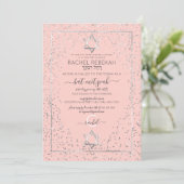 Pink Silver Glitzer Confetti Border Bat Mitzvah Einladung (Stehend Vorderseite)