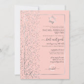 Pink Silver Glitzer Confetti Side Bat Mitzvah Einladung (Vorderseite)