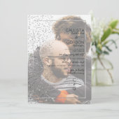 Pink Silver Glitzer Confetti Side Foto Hochzeit Einladung (Stehend Vorderseite)