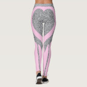 Pink Silver Glitzer Herzstück Hintern Active wear Leggings (Rückseite)