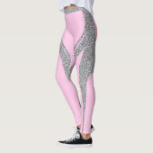 Pink Silver Glitzer Herzstück Hintern Active wear Leggings (Links)