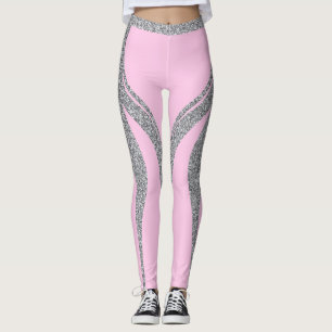 Pink Silver Glitzer Herzstück Hintern Active wear Leggings