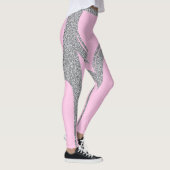 Pink Silver Glitzer Herzstück Hintern Active wear Leggings (Rechts)