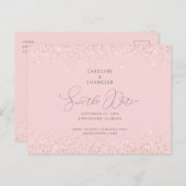 Pink & Silver Glitzer Hochzeit Speichern Sie das D Ankündigungspostkarte (Vorne/Hinten)