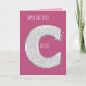 Pink Silver Glitzer Letter C Karte (Vorderseite)