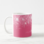 Pink Silver Glitzer Namensskript Kaffeetasse (Links)