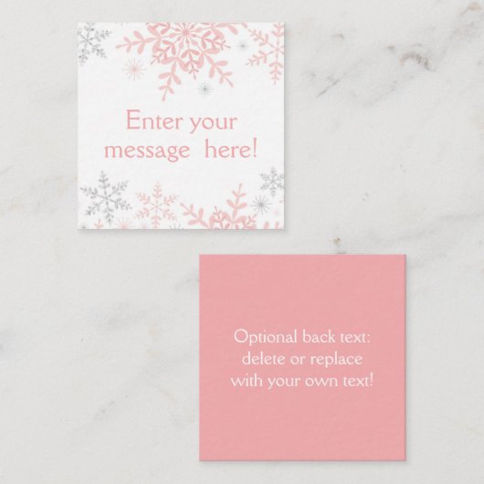 Pink & Silver Glitzer Snowflake Babydusche Tag (Vorne/Hinten)