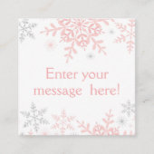Pink & Silver Glitzer Snowflake Babydusche Tag (Vorderseite)