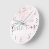 Pink Silver Glows Celestial Twinkle Little Star Runde Wanduhr (Winkel)