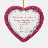 Pink Silver Heart Pet Cat Memorial Foto Weihnachte Keramik Ornament (Hinten)