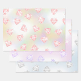 Pink Silver Imitate Diamond Metallic Geschenkpapier Set