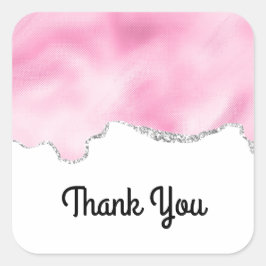 Pink & Silver Imitate Glitzer StylishVielen Dank Quadratischer Aufkleber