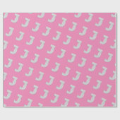 Pink Silver Letter J Geschenkpapier (Flach)