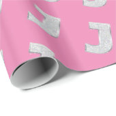 Pink Silver Letter J Geschenkpapier (Rolleneckpunkt)