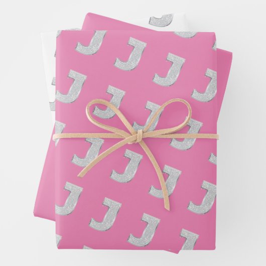Pink Silver Letter J Geschenkpapier Set (Beispiel)