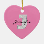 Pink Silver Letter J Keramik Ornament (Vorne)