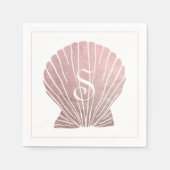 Pink Silver Metallic Monogram Beach Wedding Serviette (Vorderseite)