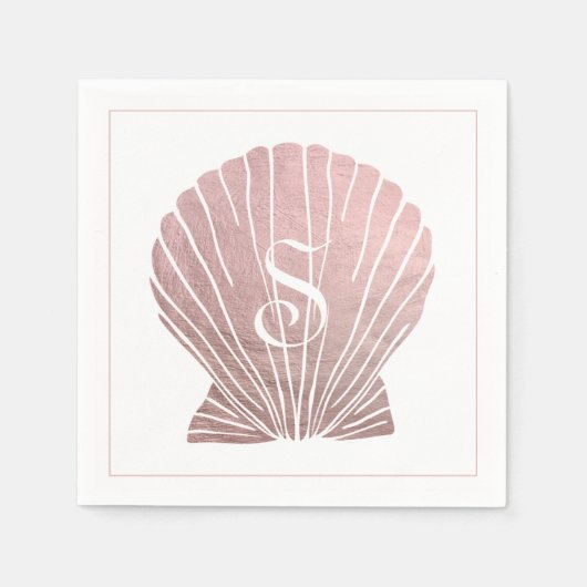 Pink Silver Metallic Monogram Beach Wedding Serviette (Vorderseite)