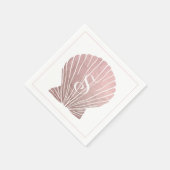 Pink Silver Metallic Monogram Beach Wedding Serviette (Ecke)